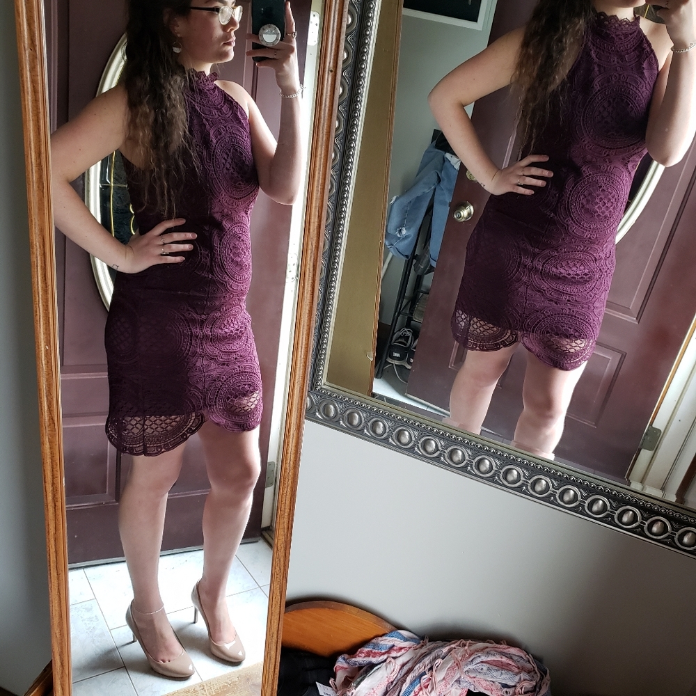 Adorable Semi-formal Maroon Lace Dress